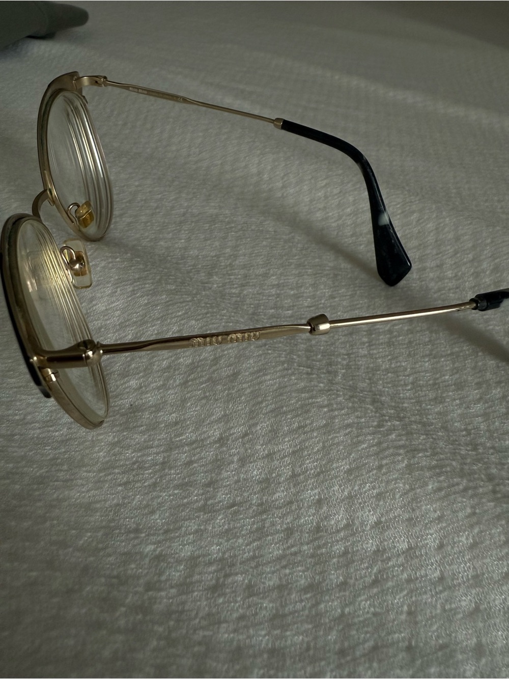 Miu Miu Black and Gold Cat-Eye Glasses - Picture 5 of 6